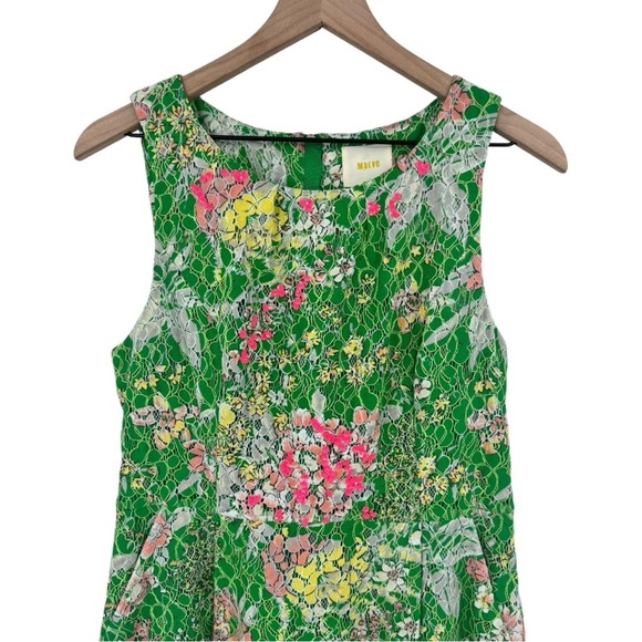 Anthropologie Maeve Laced Verbena Green Floral Fit & Flare Dress Size 10 - Picture 4 of 12